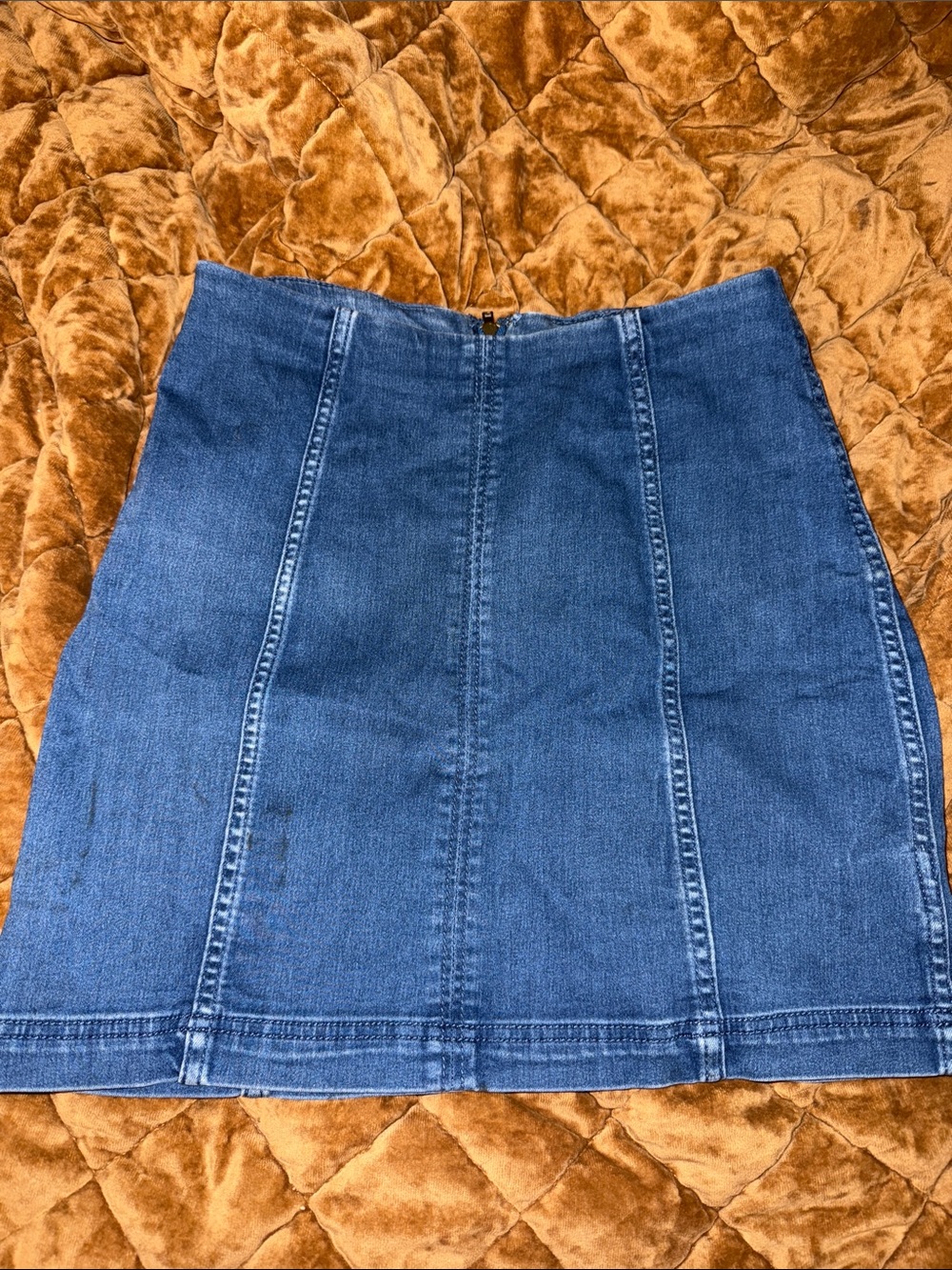 Free People Blue Denim Panel Mini Skirt